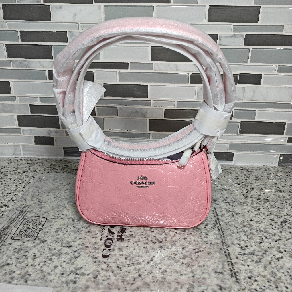 Coach Teri Mini Crossbody Bag In Signature Leather With Heart Charm (Pink)